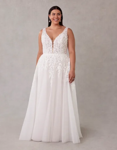 vestido de novia talla grande evasé